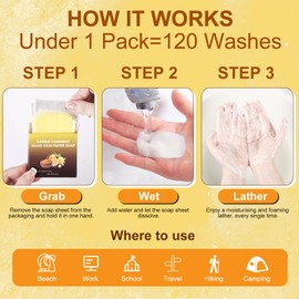 Kojic Soap Sheets, Turmeric Soap Travel Soap Sheets - (240 Sheets) Portable Paper Soap for Face Washing, Hand Washing, Disposable Foaming Soap Strips for Travel Camping Hiking