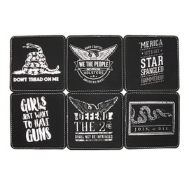We The People Holsters - 2nd Amendment Coasters - Defend The 2nd 6 Coaster Set - 4 x 4 Inch Patriotic Coasters - Set Includes Join Or Die and Dont Tread On Me Coasters