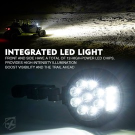 Xprite UTV LED Side Rear View Mirrors with Puddle Lights Compatible with SXS Polaris RZR General Range XP Pioneer Can-Am Maverick X3 Yamaha Rhino Honda w/ 1.5"-2 Inch Roll Bar Cage