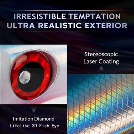 Popper Fishing Lure, JAZALIC Topwater Popper Lures 3D Eyes Fishing Accessories for Saltwater Surface Casting and Freshwater Surface Fishing, Gt Tuna Kingfish Large Predator Fish (red)