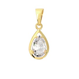 NKlaus Zircon White Tear Drop Pendant 333 8 Carat Gold Yellow Gold 12 x 8 mm Women's 9224, Yellow Gold, Cubic Zirconia