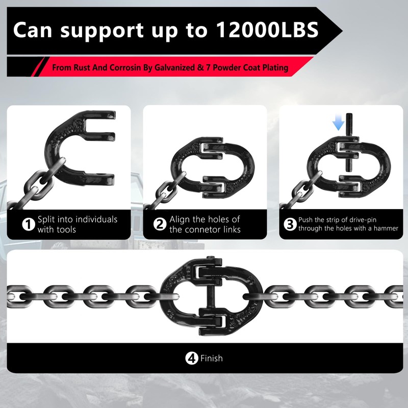 Trailer Accessory 2-Pack 1/2 in. Black Safety Chain Connector Link,