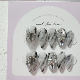 Smoke Veil  Handmade Nail Tip - Long Stiletto / Smoke Veil  수제네일팁 - 롱스틸레토