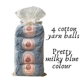 Thoughtful Stitch Cotton Yarn Dishcloth Craft Yarn for Crochet 4-Pack 75g Yarn for Knitting Cotton Yarn for Crochet, Knit, DIY Projects, Dishcloths Soft and Durable Cotton (Milky Blue)