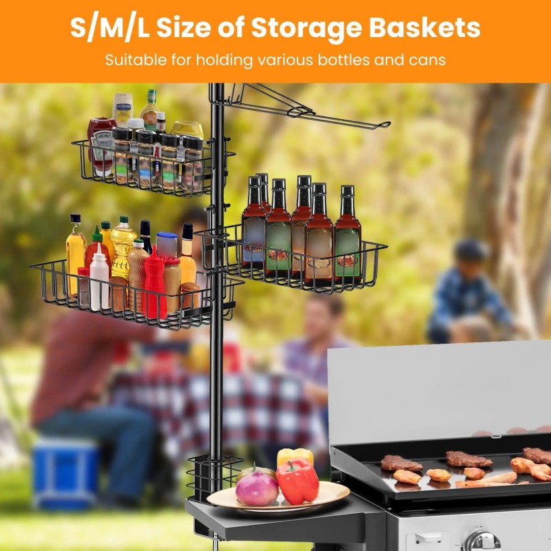 Vertical Standing Griddle Caddy Grill Utensil Holder with Paper Towel