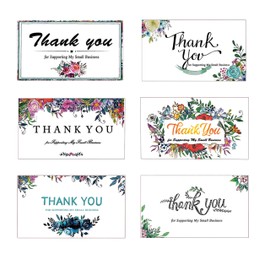 DOFE 300PCS Thank You For Supporting My Business Cards,6 Styles 3.5’’*1.97’’Customer Appreciation Card For Shop Online Retailers,Local Stores Business Supplies thank for you order.