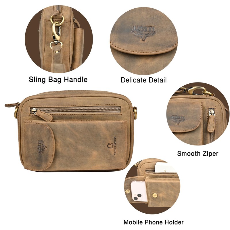Leather Wrist Bag for Unisex Made of Cowhide Leather 21-