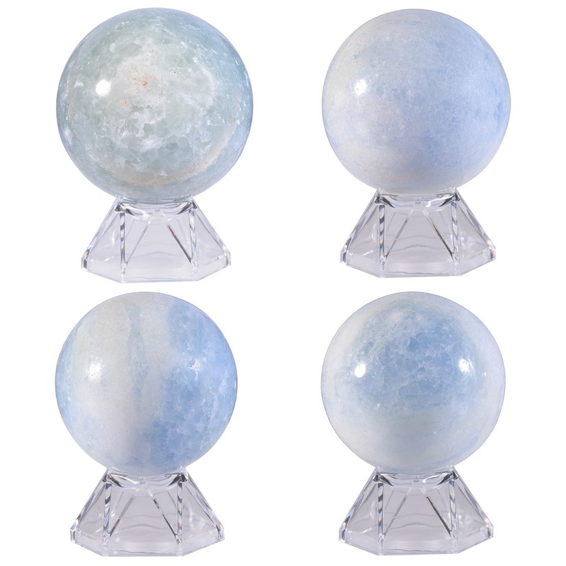 mookaitedecor Natural Celestite Crystal Ball with Acrylic Stand, 50-60 mm