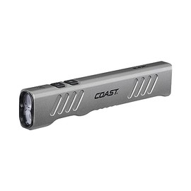 Coast Slayer - Linterna LED recargable USB-C de 1150 lúmenes con punto/inundación, modo de memoria y clip de bolsillo, color plateado