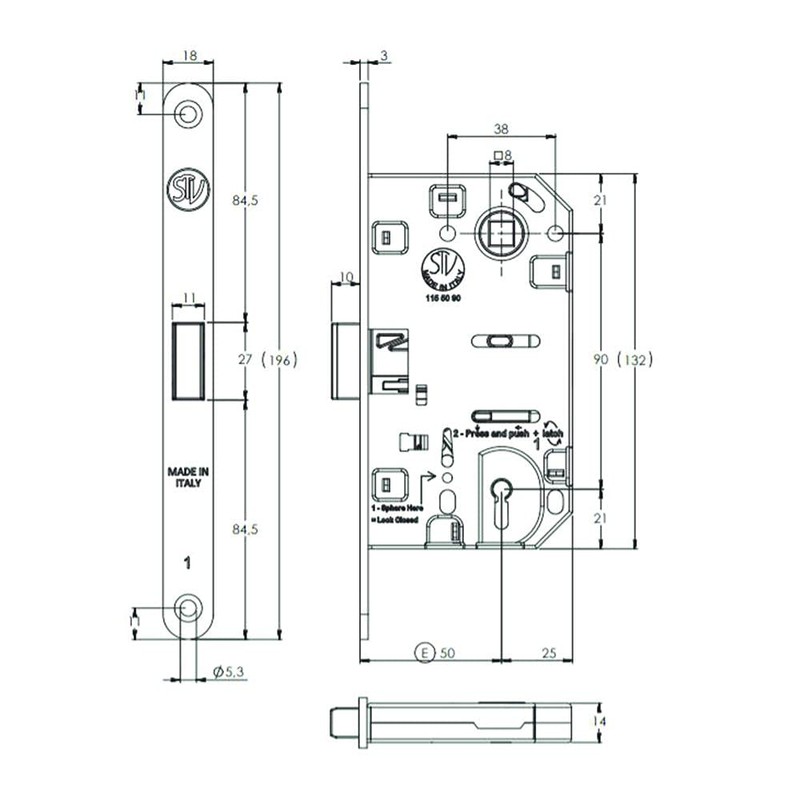 Milcasa Compack - STV Magnetic Latch. Made in Italy., Silver,
