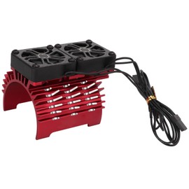 RC Dual Fan Motor Heatsink, Heat Dissipation Brushless Motor Cooling Dual Fan for 1/5 8.4V 16000RPM RC Car (Red)