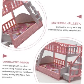 HEMOTON Artificial Bed Mini Furniture for Dollhouse Bunk Bed Dollhouse Baby Castle Mini Double Decker Bed Miniature Bed Plaything Doll Bedroom Furniture Toys Mini Bed Plastic Girl Pink