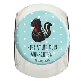 Mr. & Mrs. Panda Personalisiertes Bonbonglas Stinktier Blume XL 2000ml - Personalisierte Geschenke, Skunk, Gewürzdose, verträumt, Küchenorganizer,