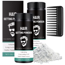 Pack of 2 Hair Powders Men Styling, Texture Powder, Volume Powder Hair, Refreshing and Non-Greasy, Natural and Full Hair Styling, Matte Texture, Long-Lasting Styling, with Comb