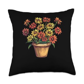 Indian Blanket Flowers In A Pot Throw Pillow