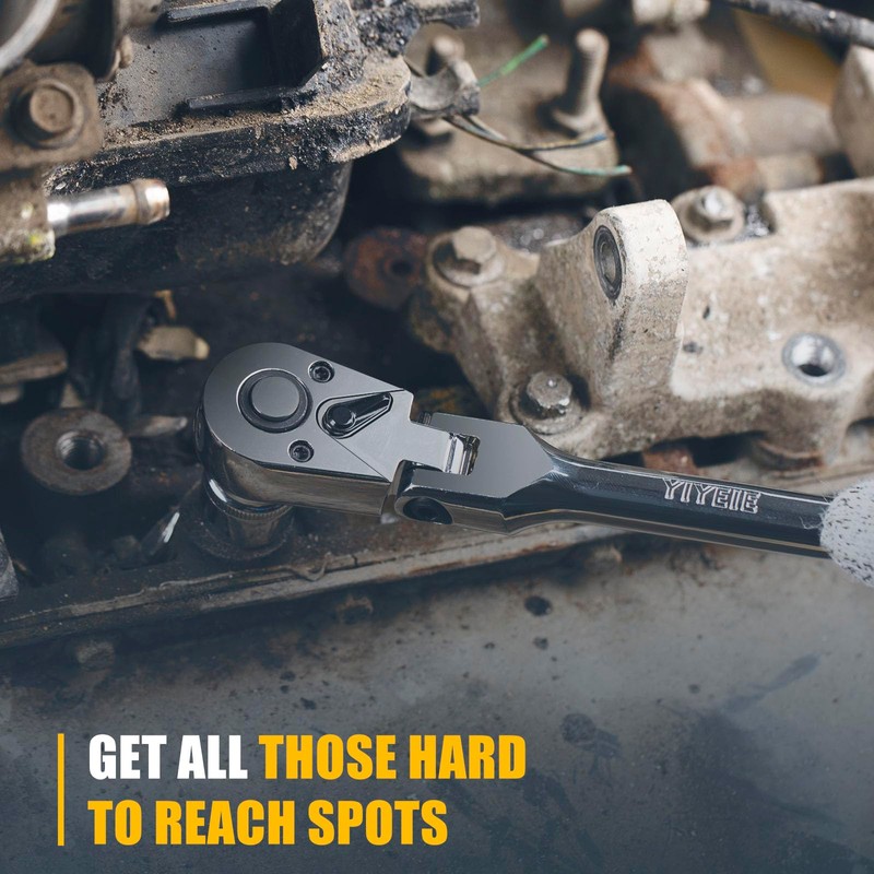 YIYEIE 6-Piece Flex Head Ratchet Set, 1/4", 3/8", 1/2" Drive,