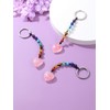 JSDDE Chakra Beads Keyring with Heart Pendant, Gemstones Heart Key