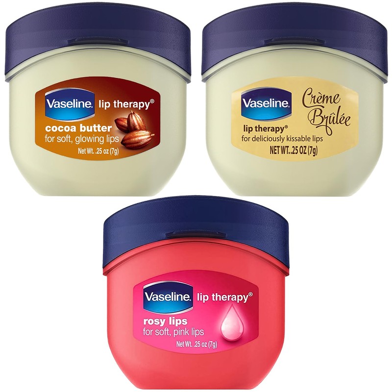 Vaseline Lip Therapy Variety 3-Pack – Crème Brûlée, Rosy Lips,