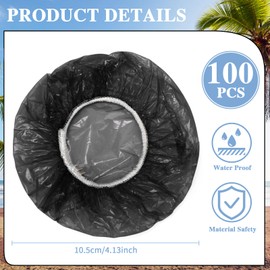 Baderke 100 Pcs Scrunchie Drink Covers Bulk Disposable Plastic Covers for Cups Covers for Drinks Protection Covers for Christmas Bar Club Adult Drink Beverage Stretchable (Clear Black)