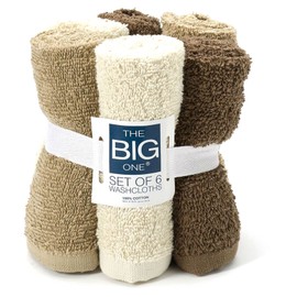 The Big One 6-pack Solid Washcloths (Linen)