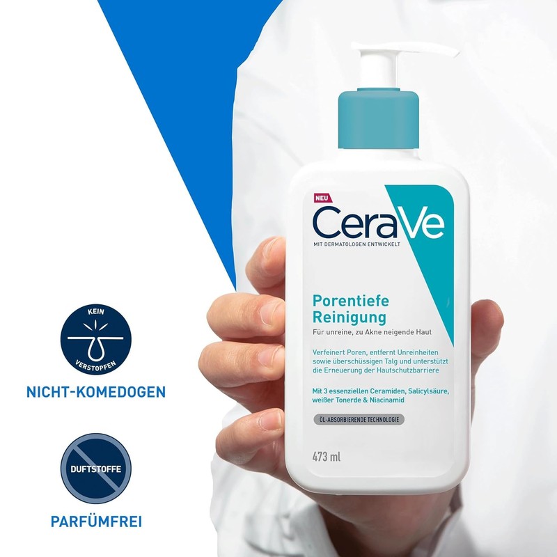 CeraVe Deep Pore Cleansing, Foaming Cleansing Gel with Salicylic Acid