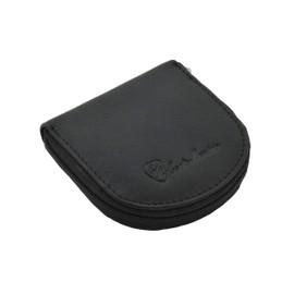 Conte Massimo Men's Genuine Leather Coin Purse, Black with zip, coin purse