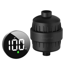 Tem8(R7Pro) Bathroom Shower Filter Fixture with Wireless Temperature Display | Hard Water Purifier 99.99% Remove Chlorine & Heavy Metals | Improve Skin & Hair Health | Black Hardware Accessories