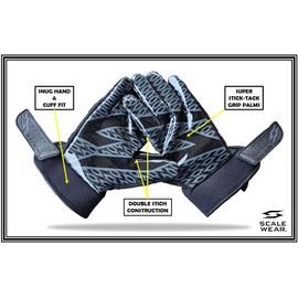 Stealth Padded Football Receiver Gloves - Battle College Lineman, Be a Villain Not a Joker with Padded Stealth Football Gloves with Elite Tacky Grip Palms, Youth, Kids, Men, Boys, Small to XXL Sizes