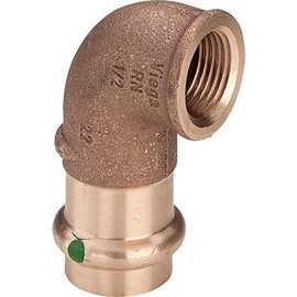 Viega Sanpress Angle 90° with IG, Gunmetal with SC-Contour, 15 mm x 1/2 Inch