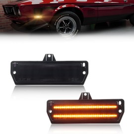 MOTRUM Front Side Marker Light Compatible with Mus-tang 1971-1973, [DOT] [Waterproof] Amber LED Sidemarker Lamp, Replace OEM #D1ZZ-15201-FL, 1 Pair, Smoked Lens