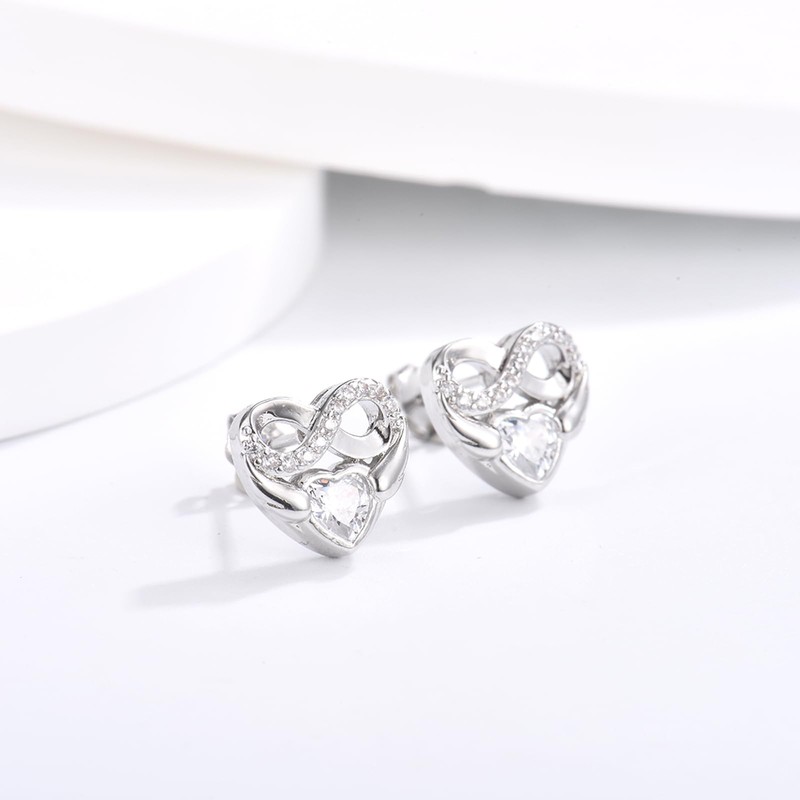 CERSLIMO Ohrstecker Herz 10mm Silber 925 Stecker AAA Zirkonia Infinity