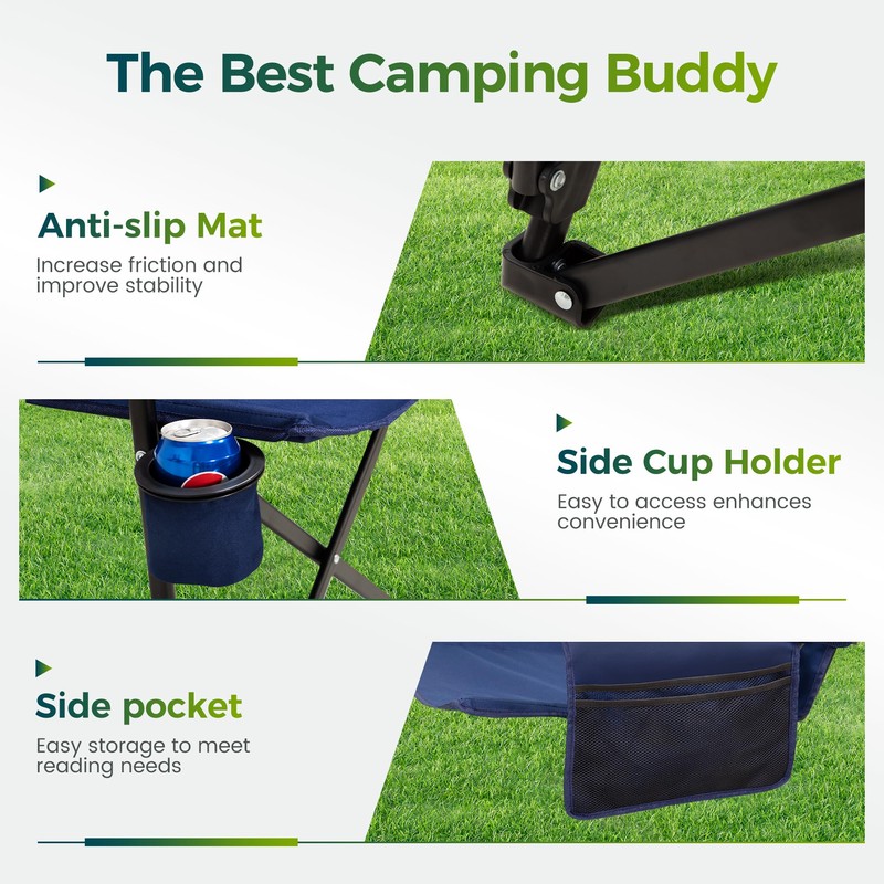 ALPHA CAMP Oversized Folding Camping Chairs High Backrest Heavy Duty