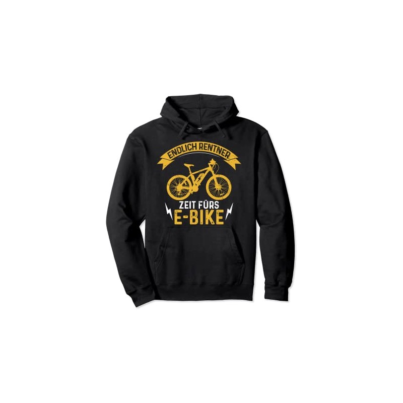 Rentner E-Bike Ebike E Bike Bicycle Rider Pullover Hoodie, black