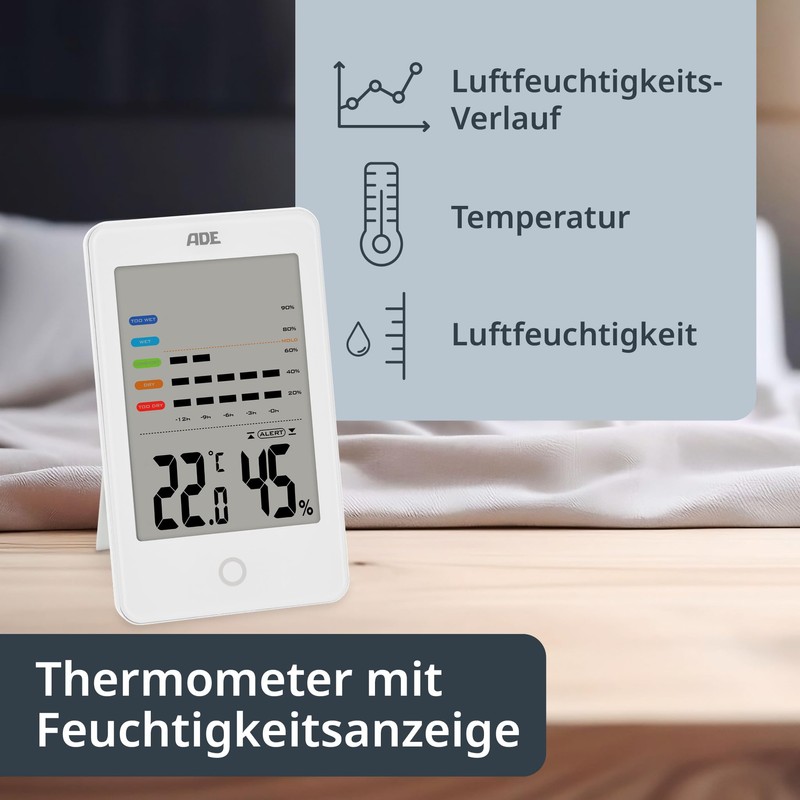 ADE Digital Hygrometer Indoor with Mould Alarm | Moisture Meter
