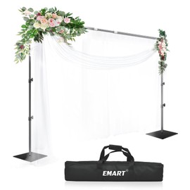 EMART Backdrop Stand, 8.5ft Height 10ft Width Adjustable Photography Background Support Poles with Heavy Duty Flat Base, Photo Metal Steel Pipe and Drape Frame Kit for Parties Birthday Wedding - Black