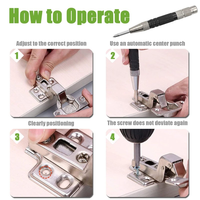 Bestgle Automatic Center Punch, Heavy Duty Steel Spring Locator Hole