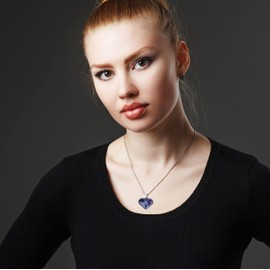 COAI Stainless Steel Necklace Women's Heart Necklace Sodalite Necklace