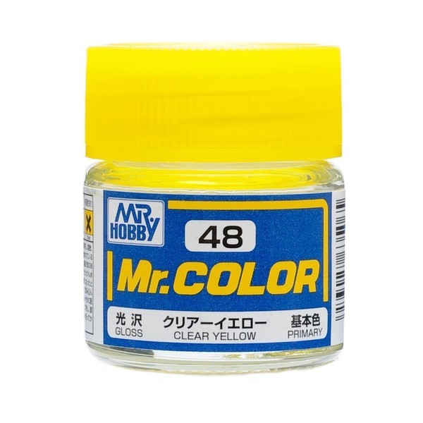 Gundam Mr. Color 48 - Clear Yellow (Gloss / Primary) Paint 10ml. Bottle Hobby