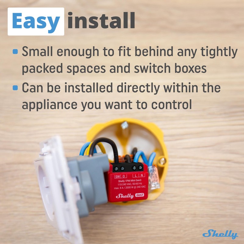 Shelly 1PM Mini Gen3 | WiFi Smart Switch Relay, 1