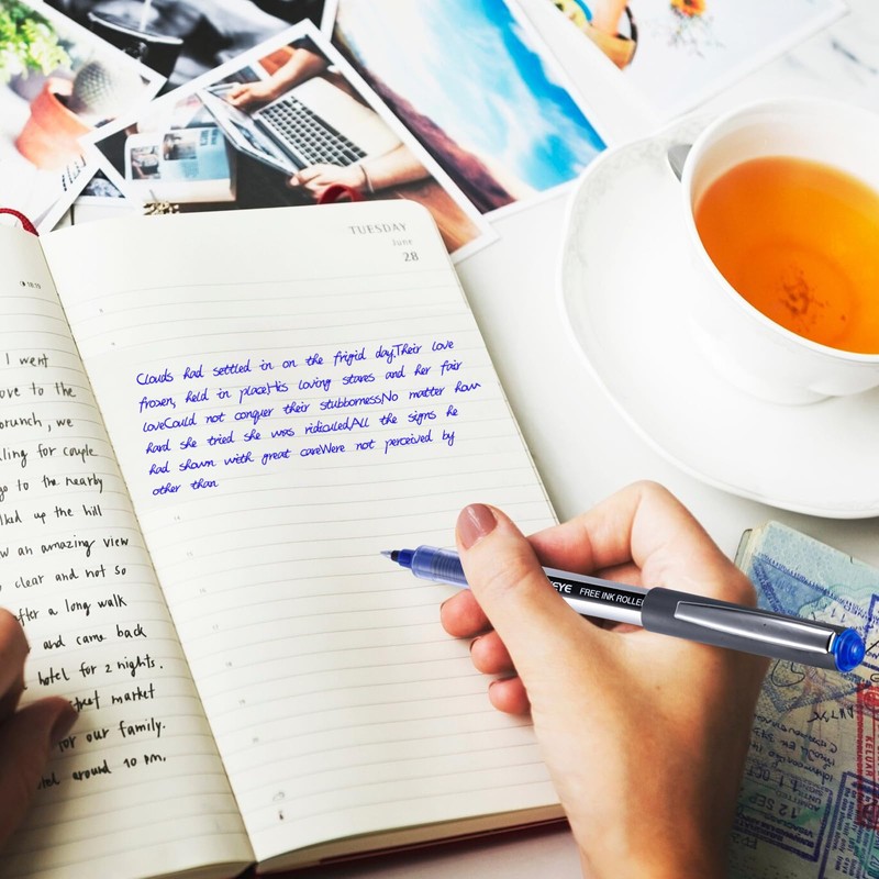 EYEYE 25 Pack 0.5mm Blue Rollerball Pens Extra Fine Point