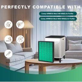 400/400S Replacement Filter Compatible with Coway AIRMEGA Max2 400 400S 400(G) 400S(G) Air Purifier, H13 True HEPA and Active Carbon Filter Set, AP-2015-FP, 2PCS(1 Set) Green