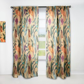 DesignQ Curtains 'Retro Tropical Flowers and Feathers' Curtains for Bedroom, Curtains for Living Room, Curtains & Drapes - Thermal Insulated - Single Panel-52x90