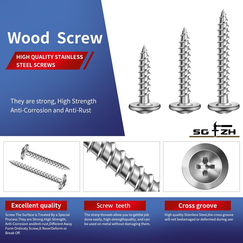 #8 x 5/8" Wood Screw 500Pcs 410 Stainless Steel Standard