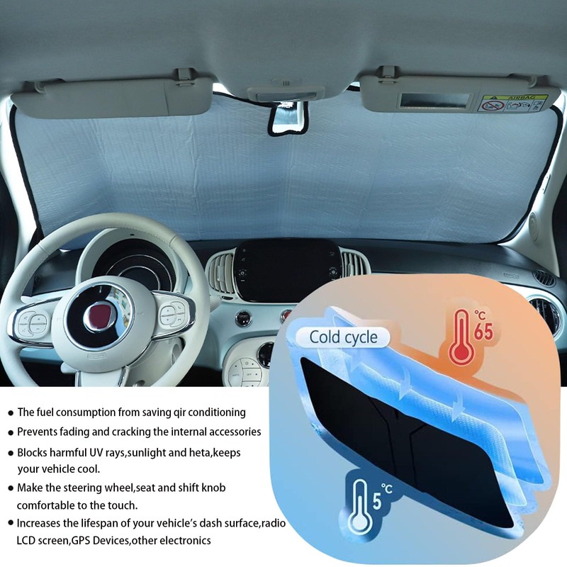 The Original Windshield Sun Shade Compatible with Fiat 500 2010-2025+