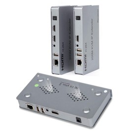 Optimal Shop 656ft/200m HDMI USB Extender RJ45 IP Network KVM Over IP Extender Over Cat5e Cat6 HDMI KVM Extender with Wide IR by TCP/IPm for PC HDTV Display