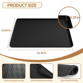 HOSASSPER Water Cooler Mat, Water Dispenser Mat, 22"x19" Non-Slip Silicone Waterproof Floor Protector for Under Water Cooler or Fountain, for Kitchen, Office, Bedroom, Bar (Black)