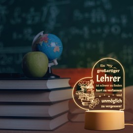Vetbuosa Teacher Gift - Acrylic Night Light Gifts for Teachers, Leaving Gift Teachers, Teacher Gifts for Leaving Retirement Gift for Teachers, Thank You Teacher Gifts from Students