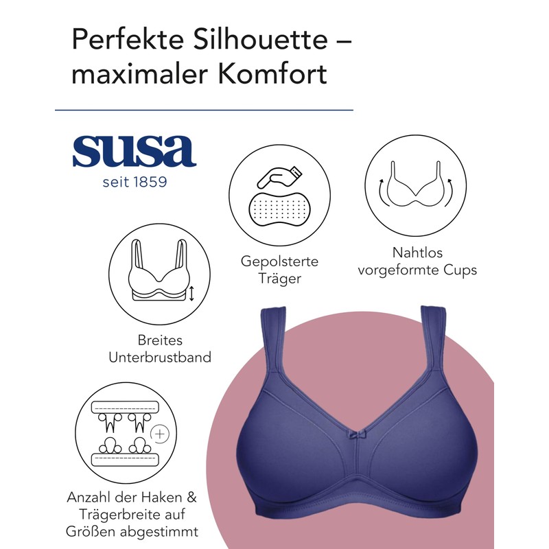 Susa Ladies’ Underwire-free bra, 7077 (7184 - Bh) - navy