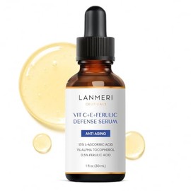 Lanmeri Ceuticals 15% de vitamina C + E + suero ferúlico: fórmula avanzada de defensa antioxidante con 1% de vitamina E y 0.5% de ácido ferúlico, suer