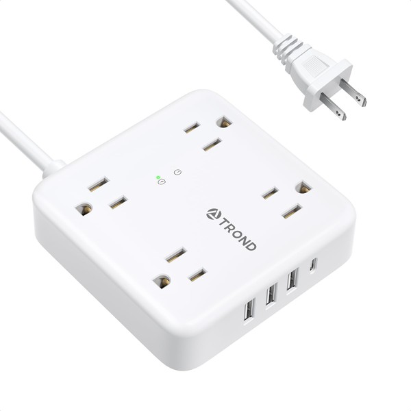 TROND TROND 2 Prong Power Strip: 1440J Surge Protector, 5ft